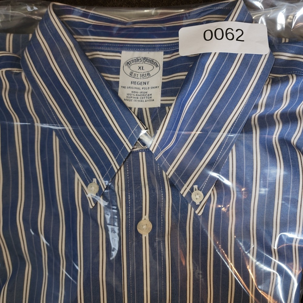 Brooks Brothers Regent Fit Men's XL Blue/White Striped Long Sleeve Button Up... - Picture 10 of 10